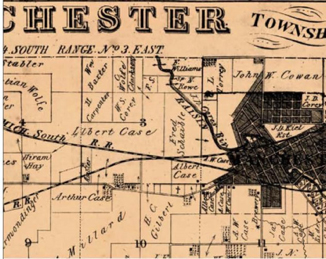 Figure 10 – Excerpt from 1874 Manchester Township Plat Map, Sections 2 and 3